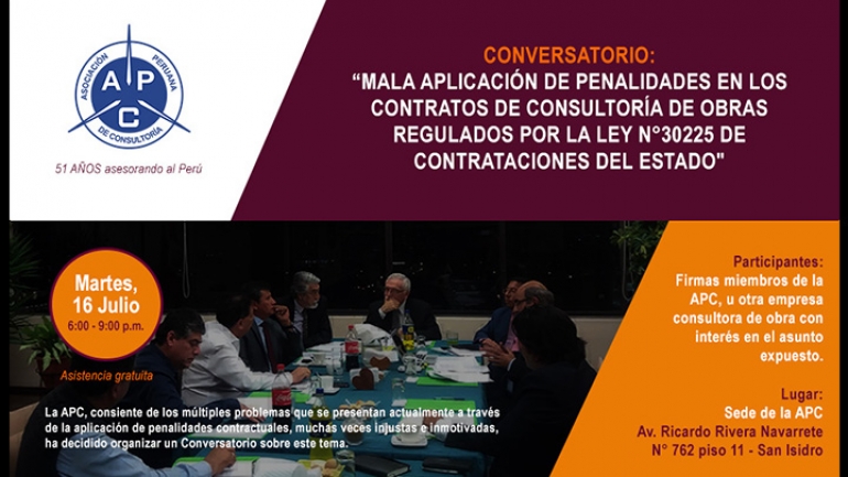 Conversatorio: “Mala aplicación de las penalidades en los Contratos de Consultoría de Obras regulados por la Ley N°30225 de Contrataciones del Estado»