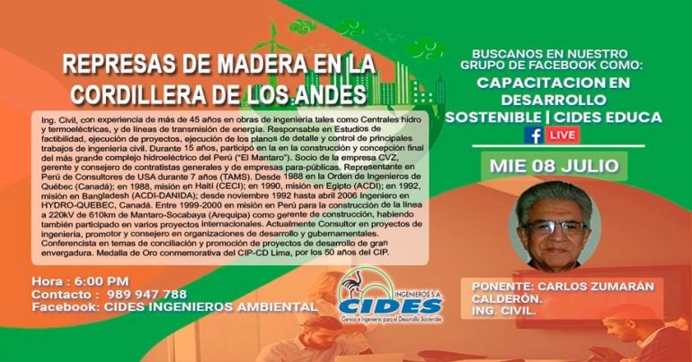 Seminario Virtual Gratuito «REPRESAS DE MADERA EN LA CORDILLERA DE LOS ANDES» – CIDES – EDUCA