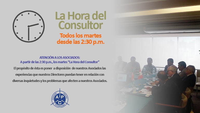 La Hora del Consultor, todos los martes a partir de las 2:30 p.m.